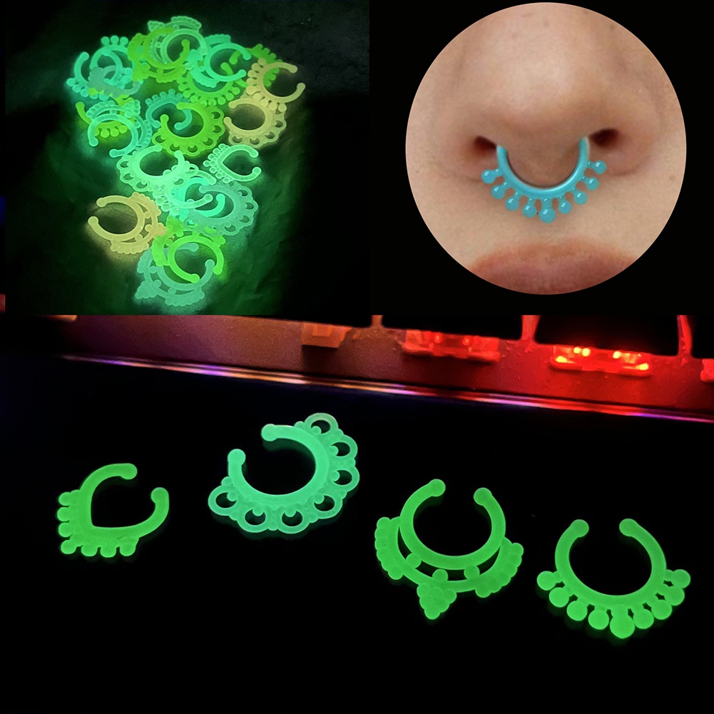 Cincin Tindik Tubuh Bentuk Kerucut Bahan Akrilik luminous Gaya Punk Untuk Pria Dan Wanita