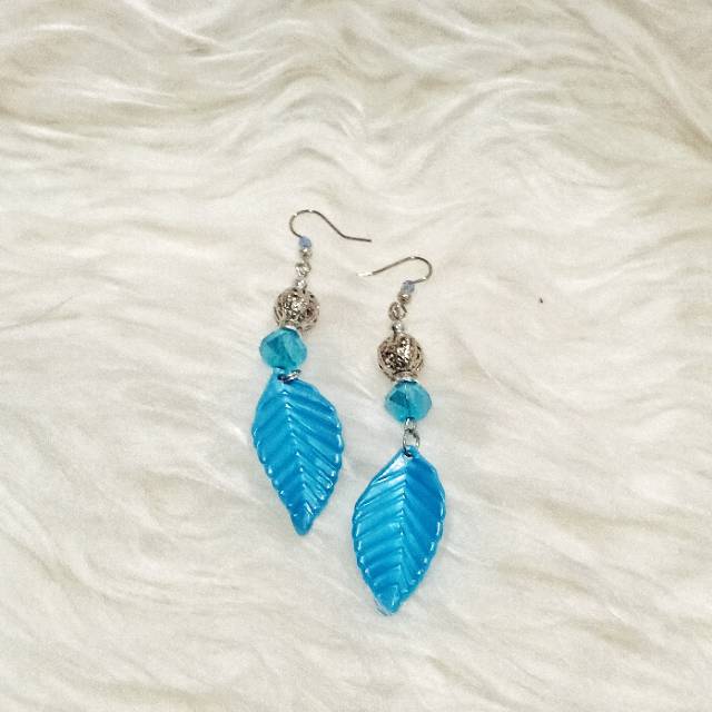 Anna Aquamarine Leaf Earrings | Anting Hooks Handmade