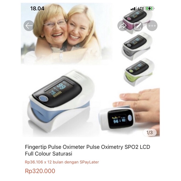 Fingertip Pulse Oximeter Pulse Oximetry SPO2 LCD Full Colour Saturasi