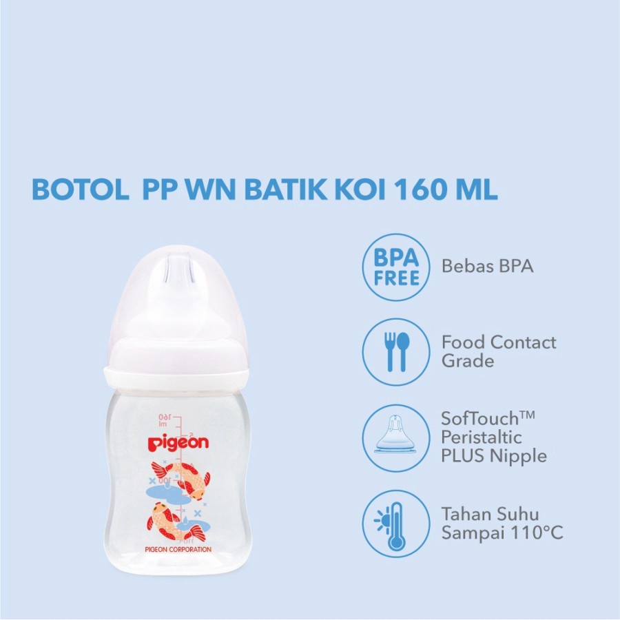 BOTOL PP WIDE NECK BATIK KOI 160ML + P-PLUS NIPPLE 10834 / BOTOL SUSU