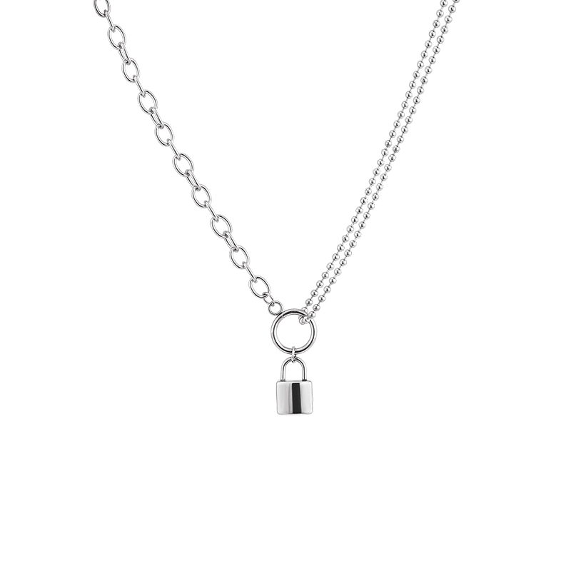 Fashion Necklace Metal Lock Titanium Steel Pendant