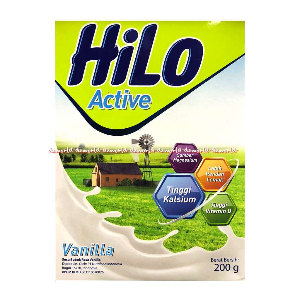 HILO Active Vanilla 200gr Hi-lo Active Vanila Susu Bubuk Putih Untuk Remaja