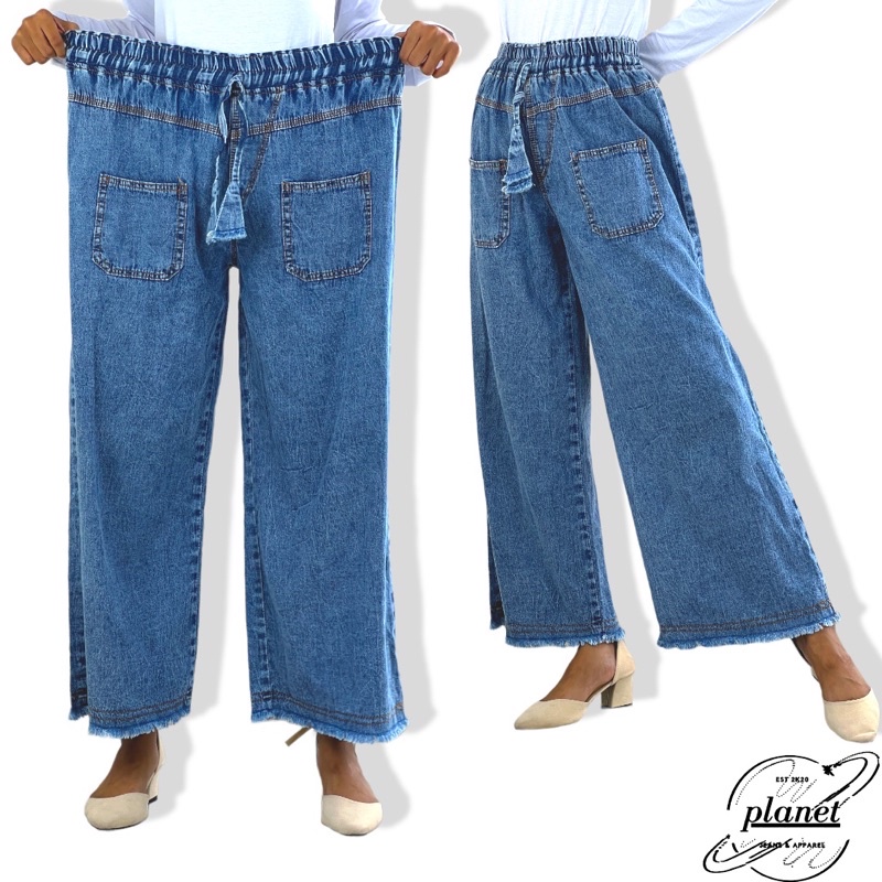 KULOT JEANS HIGHWAIST WANITA CELANA KULOT PANJANG JEANS WANITA