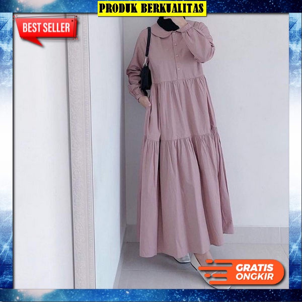 Shafaria Gamis Remaja Korean Style Polos Kombinasi Rompi Jumbo Ld 104 Terbaru 2021 Kekinian Dress Ju
