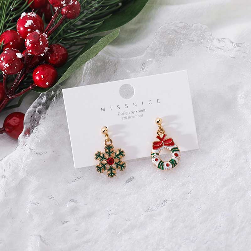 XiaoboACC Anting Tusuk Sterling Silver 925 Model Lonceng / Kaos Kaki Natal Untuk Wanita