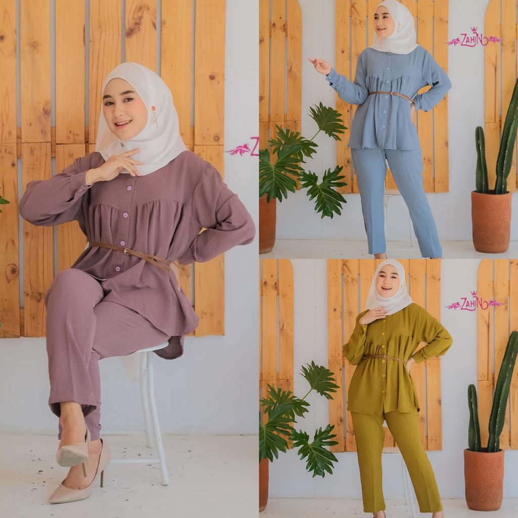 oneset zahin setelan liana sabrina fathia atasan celana stelan original berbagai model busana muslimah islami remaja wanita syari terbaru real pict kekinian ootd selebgram kuliah kantor