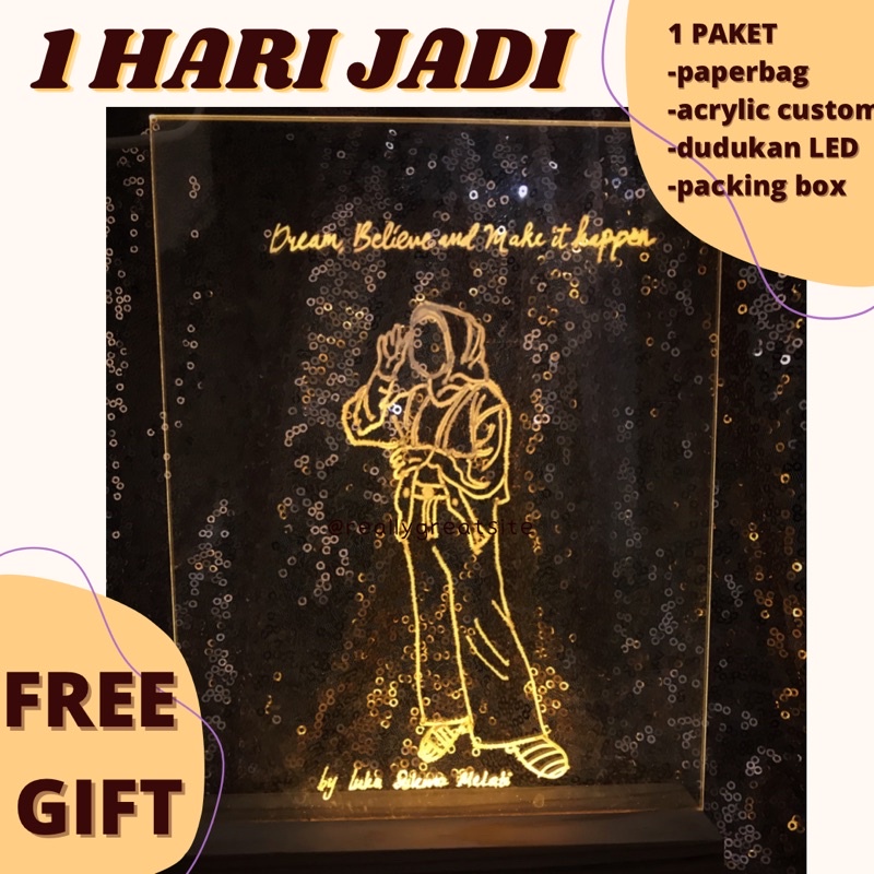 [New & Custom ] AKRILIK LED ART | KADO WISUDA | KADO ANNIV | KADO ULTAH | KADO CUSTOM | AKRILIK CUST