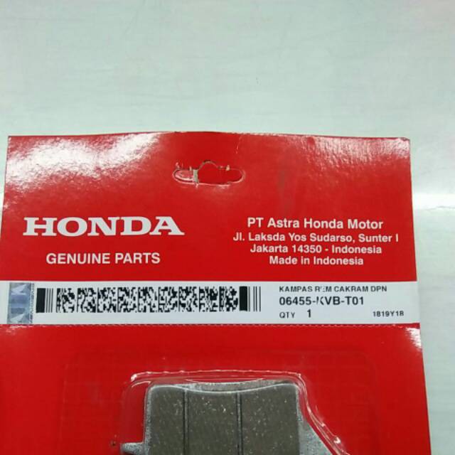 Kampas Rem depan dispad Vario  Beat KVB Semua Jenis Matic Metik Honda ori ORIGINAL AHM 100%