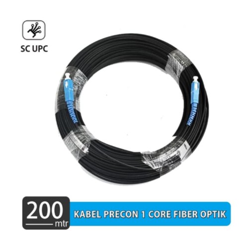 Kabel FTTH FO 200M Precon Dropcore 1 core connector SC siap pakai
