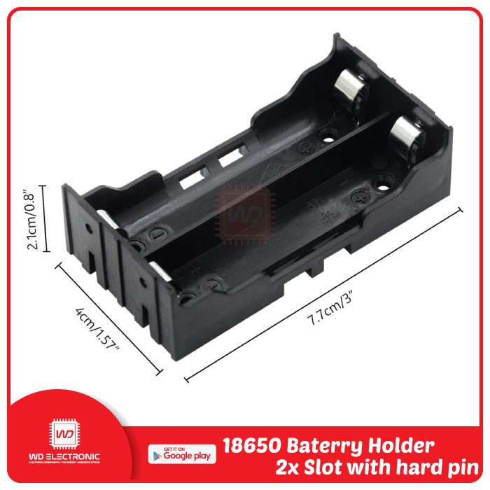 Battery Holder 18650 2 Slot Plat Lempeng Kotak Baterai 18650 Pararel 2