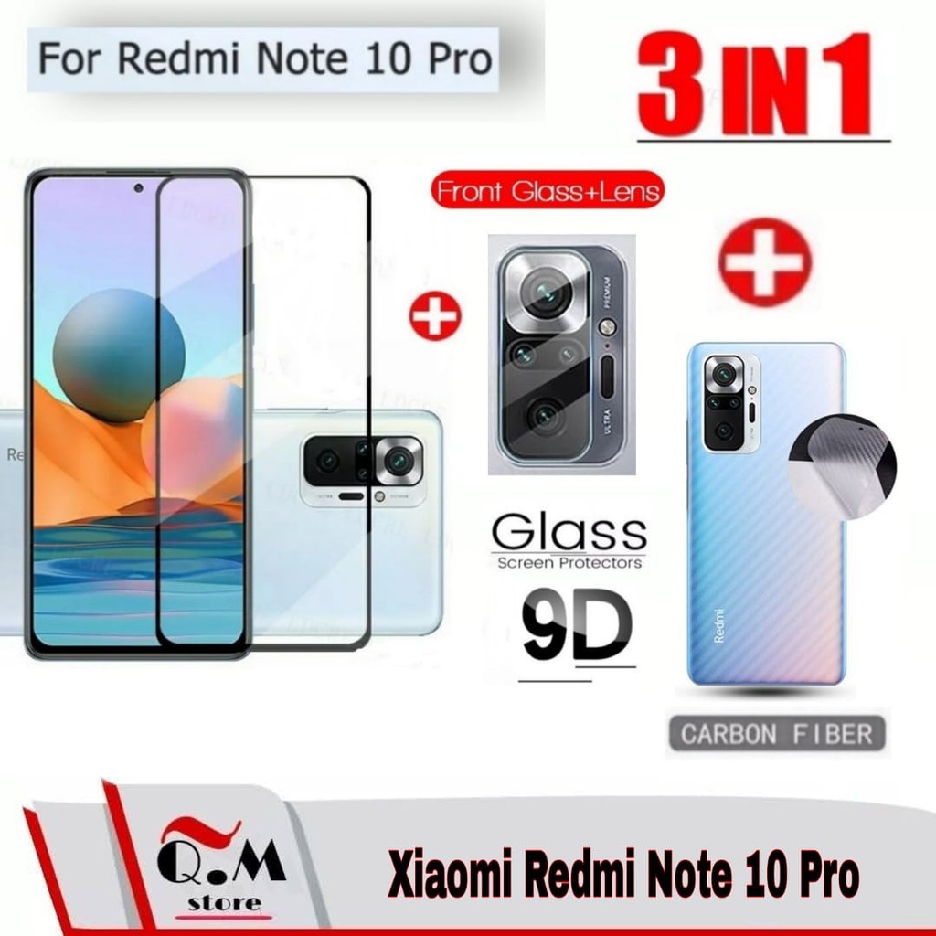 PROMO 3 IN1 Tempered Glass Layar XIAOMI REDMI NOTE 11 4G / 10 / REDMI NOTE 11 5G / 10 / 10s / 10 5G / 10 PRO / POCO M3 PRO Bonus Camera + Garskin