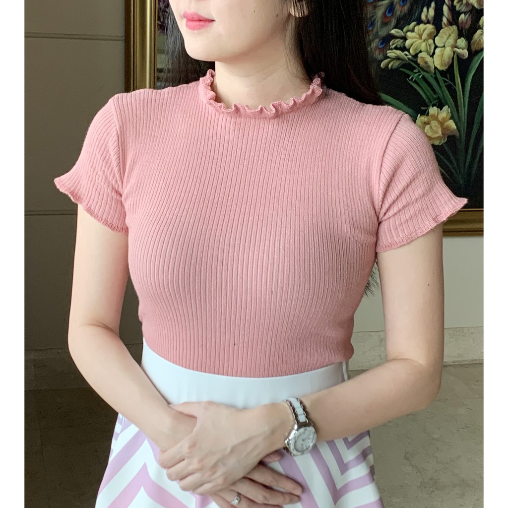 Siera Knit Top Basic Atasan Rajut