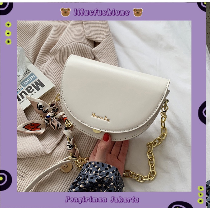 LILACFASHIONS Y23609 1KG MUAT 2PCS TAS SELEMPANG SLINGBAG FASHION IMPORT MODEL SETENGAH LINGKARAN BU