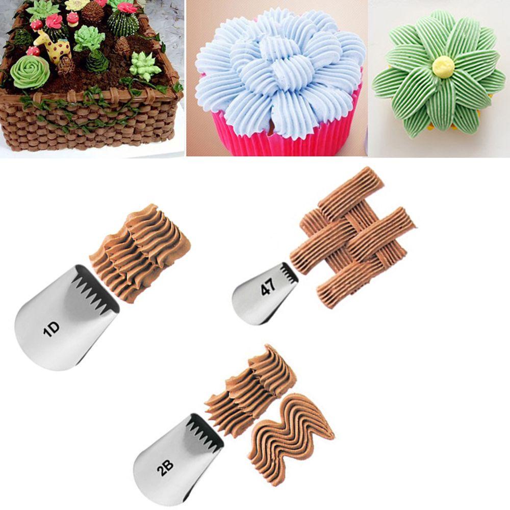 SUYO 1/3pcs Icing Piping Nozzle Bakeware Rusia Keranjang Menenun Pastry Tips Cupcake Ice Cream Alat