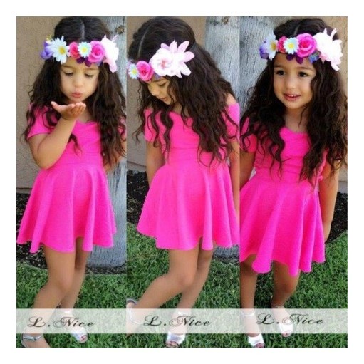 dress anak lnice 34-8 fuschia tanpa bandana