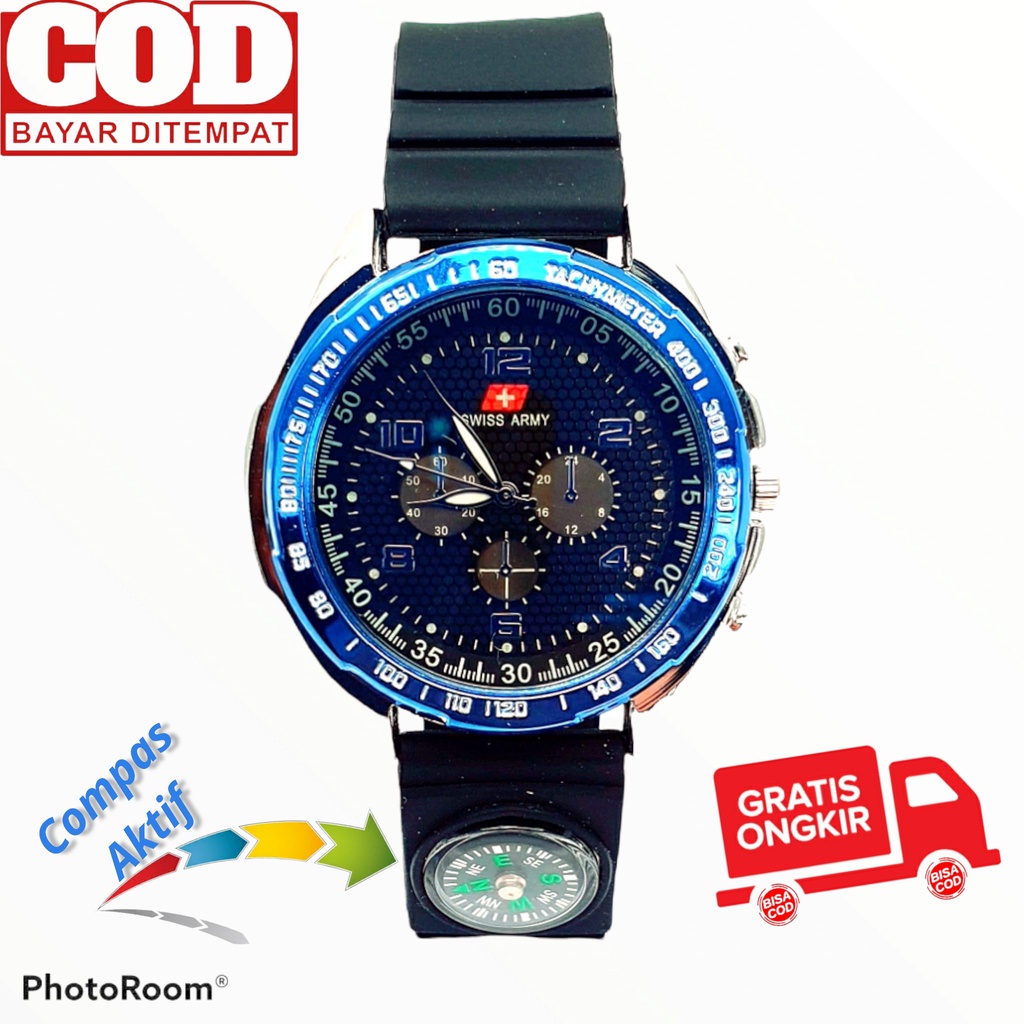 BISA COD - JAM TANGAN ANALOG PRIA TERBAIK BEST SELLER COMPASS CHRONO VARIASI RUBBER STRAP SERIES SV9Xi9