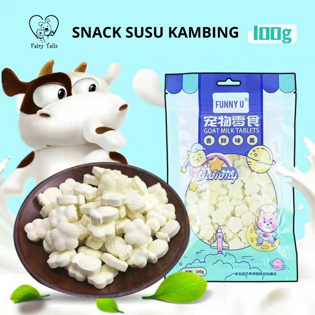 [ORIGINAL] Snack Kalsium Susu Kambing Untuk Anabul Anjing dan Kucing 100 gr Treat Tablet Cemilan Sehat Susu Kambing Segar / Pet Cat and Dog Food Snack Calcium Goat Milk | Makanan Fresh Meat