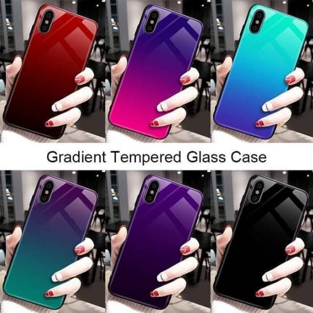 Xiaomi Redmi 7A Back Case Tempered Gradient Rainbow Hard Case Casing Glass Case Redmi7 a Redmi 7 a