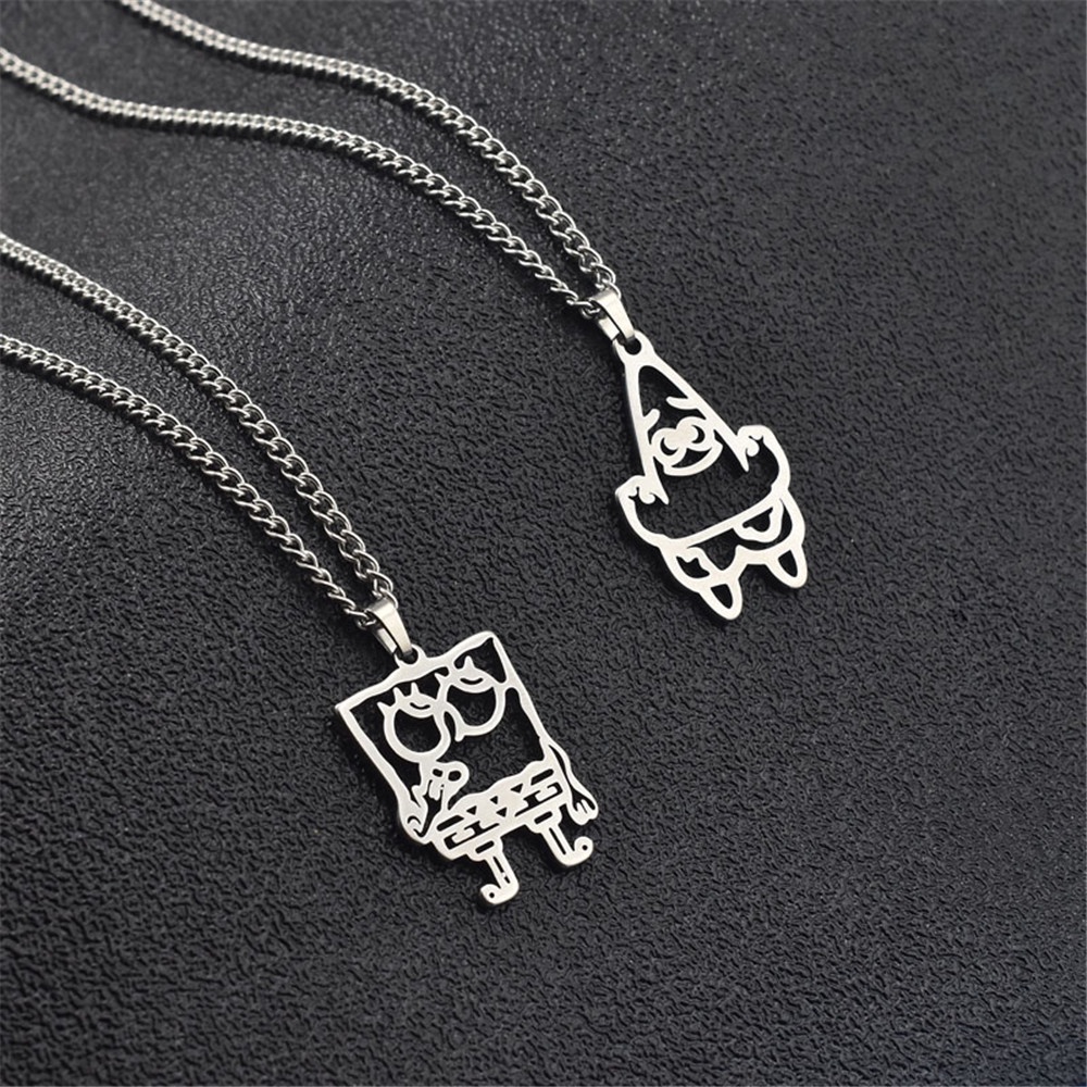 【COD Tangding】Kalung Liontin Kartun Spongebob SquarePants Hipster Gaya Korea Untuk Pria Dan Wanita