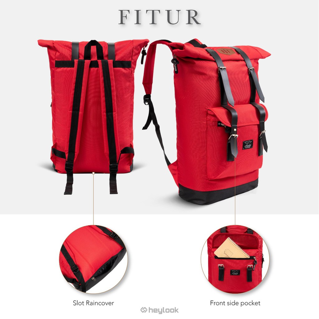 HEYLOOK Project - (Free Raincover) Tas Ransel Pria Wanita Tas TRAVELLER Outdoor Backpack Laptop Kuliah Kerja