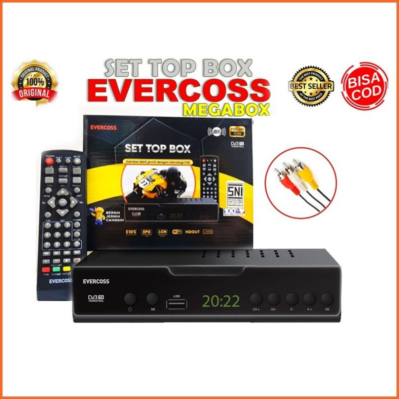 Set Top Box Evercoss Max DVB-T2 STB TV Digital SNI Garansi 1 Tahun