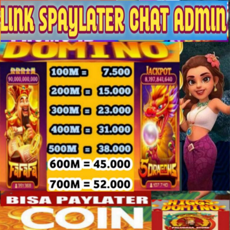 Chip Murah Domino higgs Chip Paylater Chip Eceran SPaylater
