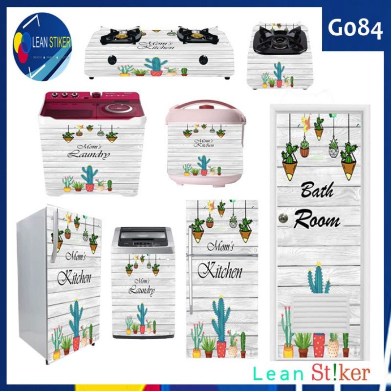 stiker kulkas 1dan 2 pintu,kompor,magicom,mesin cuci, pintu kamar mandi motif kaktus