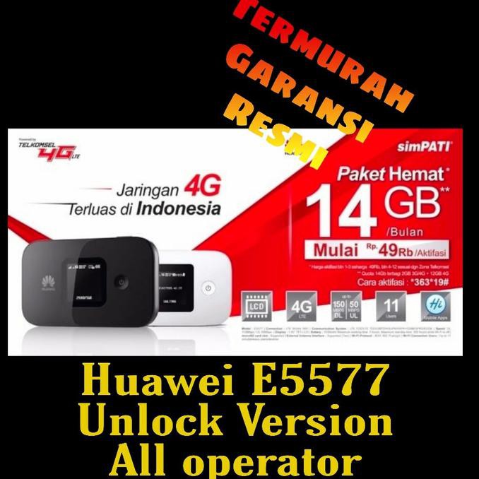 Modem WiFi Huawei Unlock All Operator Lcd E5577 free 14gb Telkomsel 4G