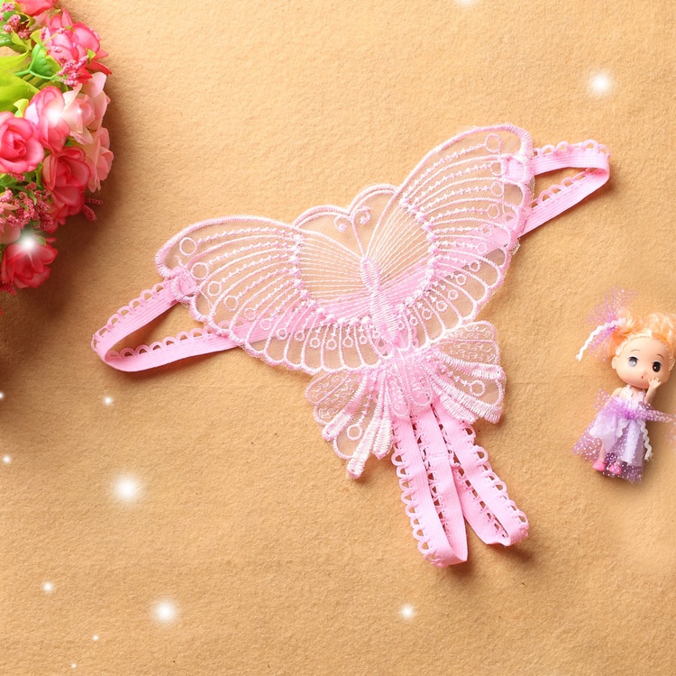 G String Seksi Wanita Transparan kupu-kupu Bordir Celana Dalam Open Low Waist Thong 3C176