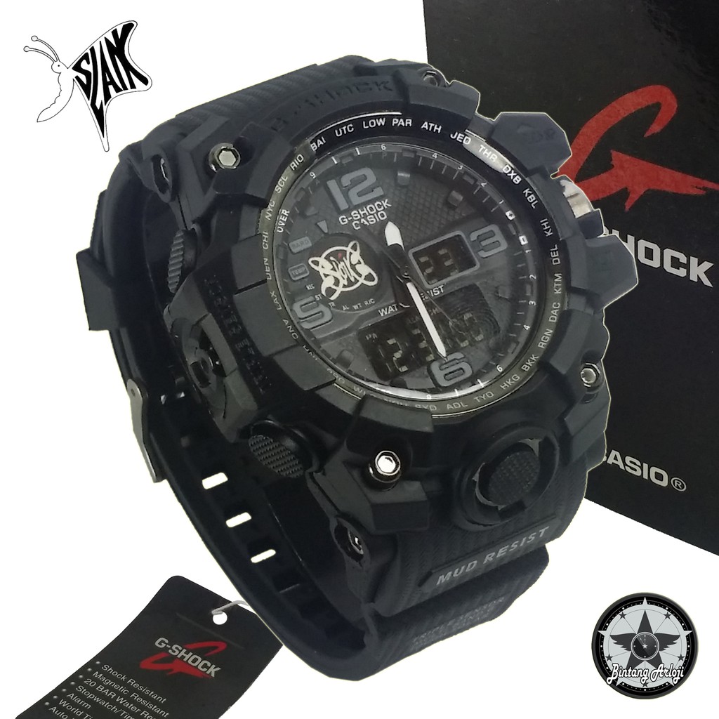 { EXCLUSIVE } JAM TANGAN SLANK DUAL TIME (FULLBLACK)