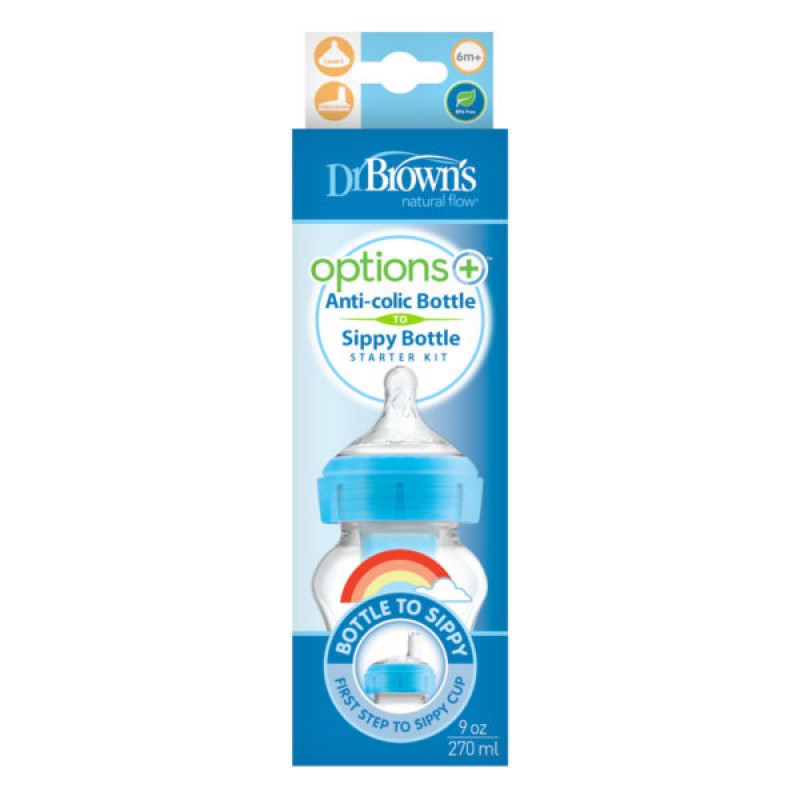 Dr Brown's - OptionsPLUS 2in1 Transition Wideneck Bottle Kit 270ml BLUE