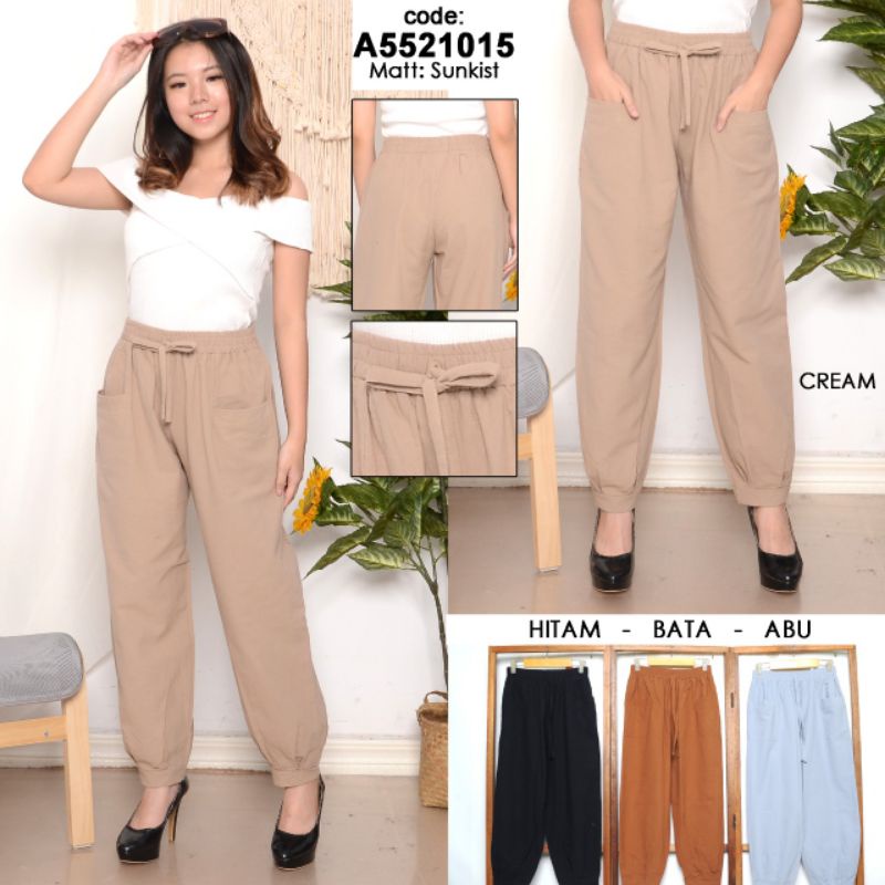 Felisa celana katun linen premium