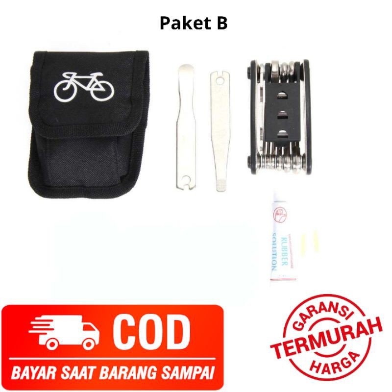 TOOLKIT SEPEDA Alat Reparasi Tambal Ban Sepeda - Pompa Sepeda - 1 set kunci L Sepeda 15 in 1