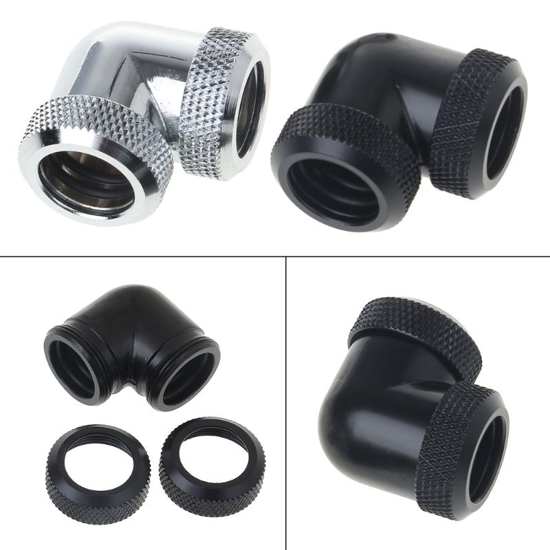 Bt Water Cooling G1/4Benang 90derajat Siku Adaptor Tabung Konektor 14mm Kaku Hard Tube Connector Water Block Fitting