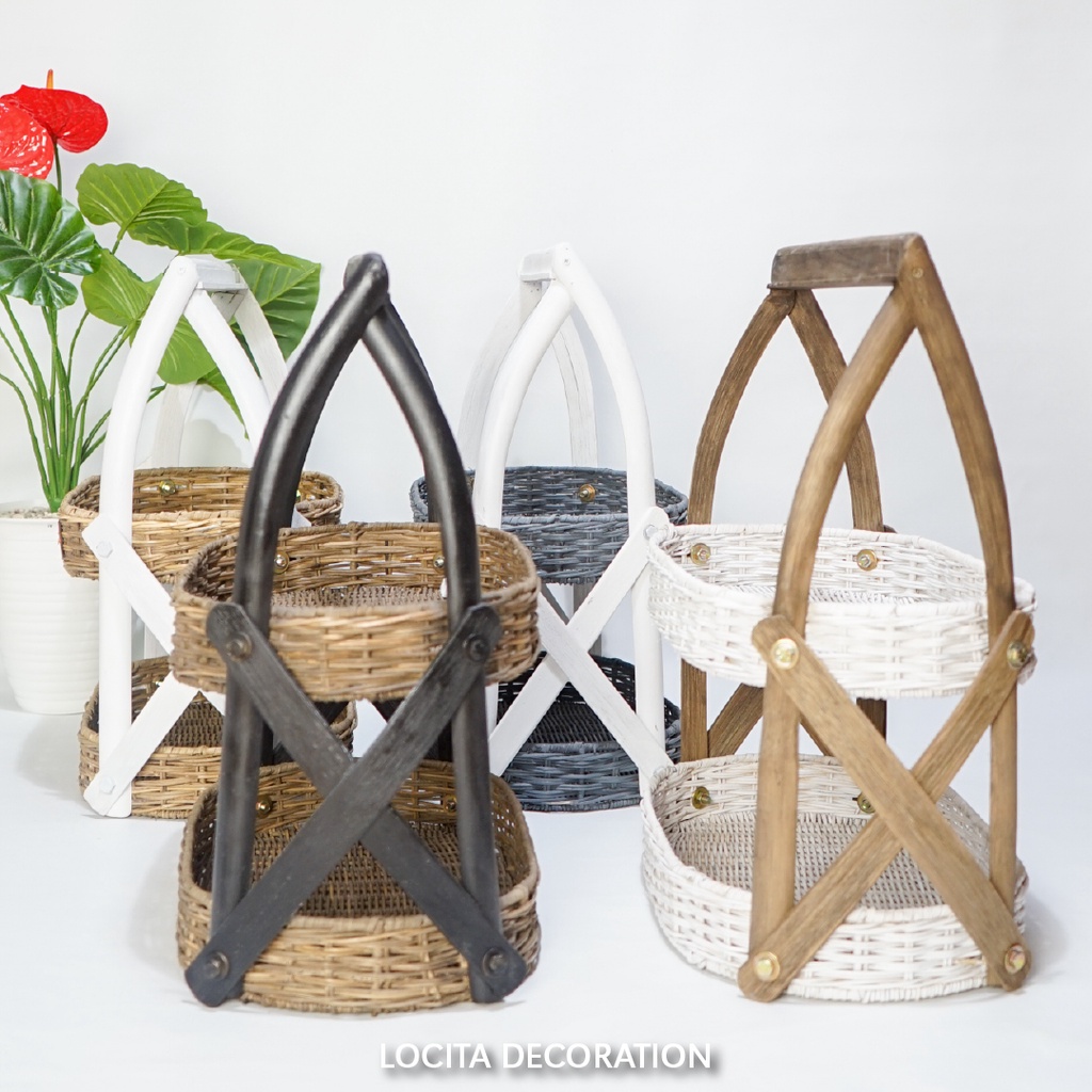 Keranjang Rotan Susun Oval/Wadah Serba Guna/Keranjang Rotan Farmhouse