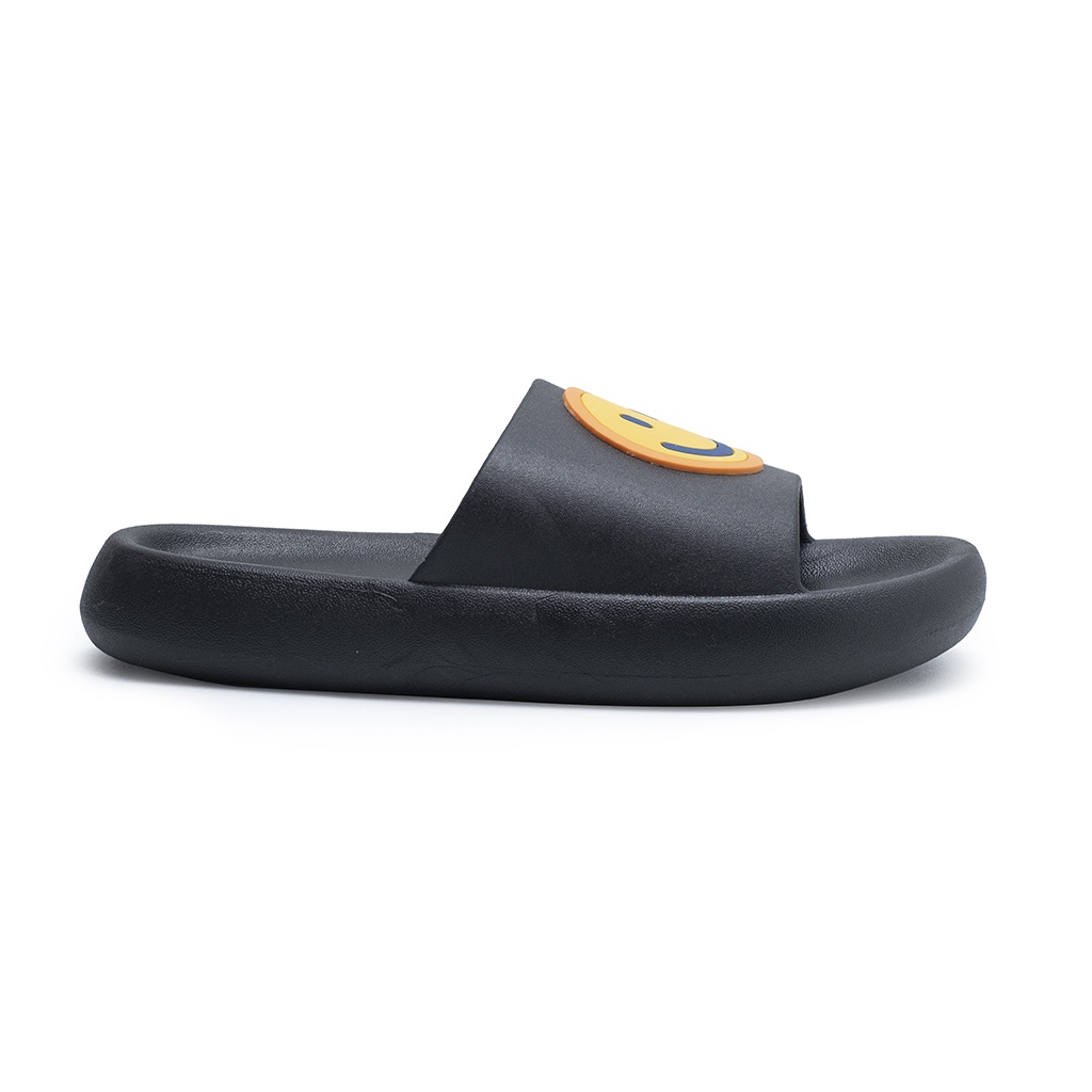 CALL SLPT GIRL BOY Sandal Slop Slip On Teplek Wanita Sandal Cewek-Happy Face Black