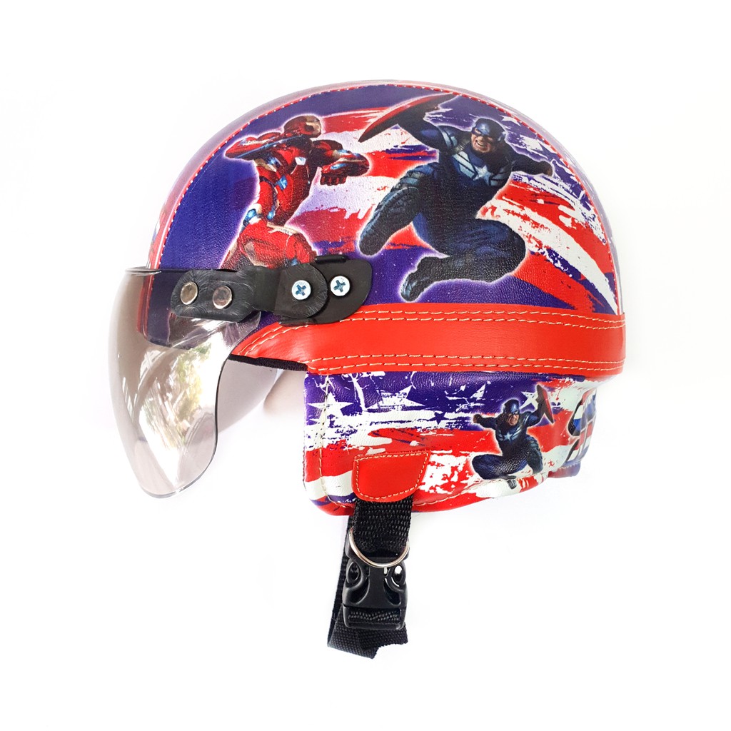 Helm Anak SPECIAL RETRO CAPTAIN AMERICA Murah / Helmet Non SNI / Helm Karakter Kartun Lucu / Helm Anak Cowok Laki Laki 1 2 3 4 5 Tahun