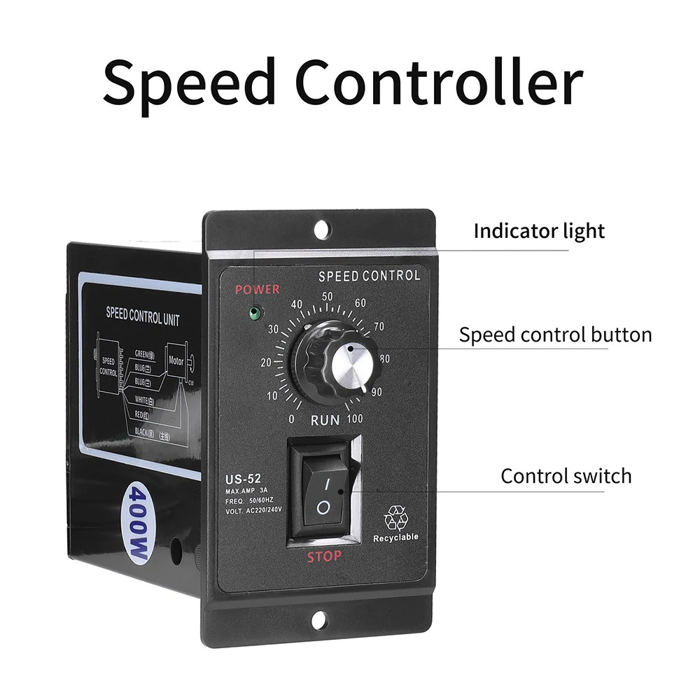 Motor Speed Controller Regulator Forward And Backward 400W 220V 1700rpm US-52 US52