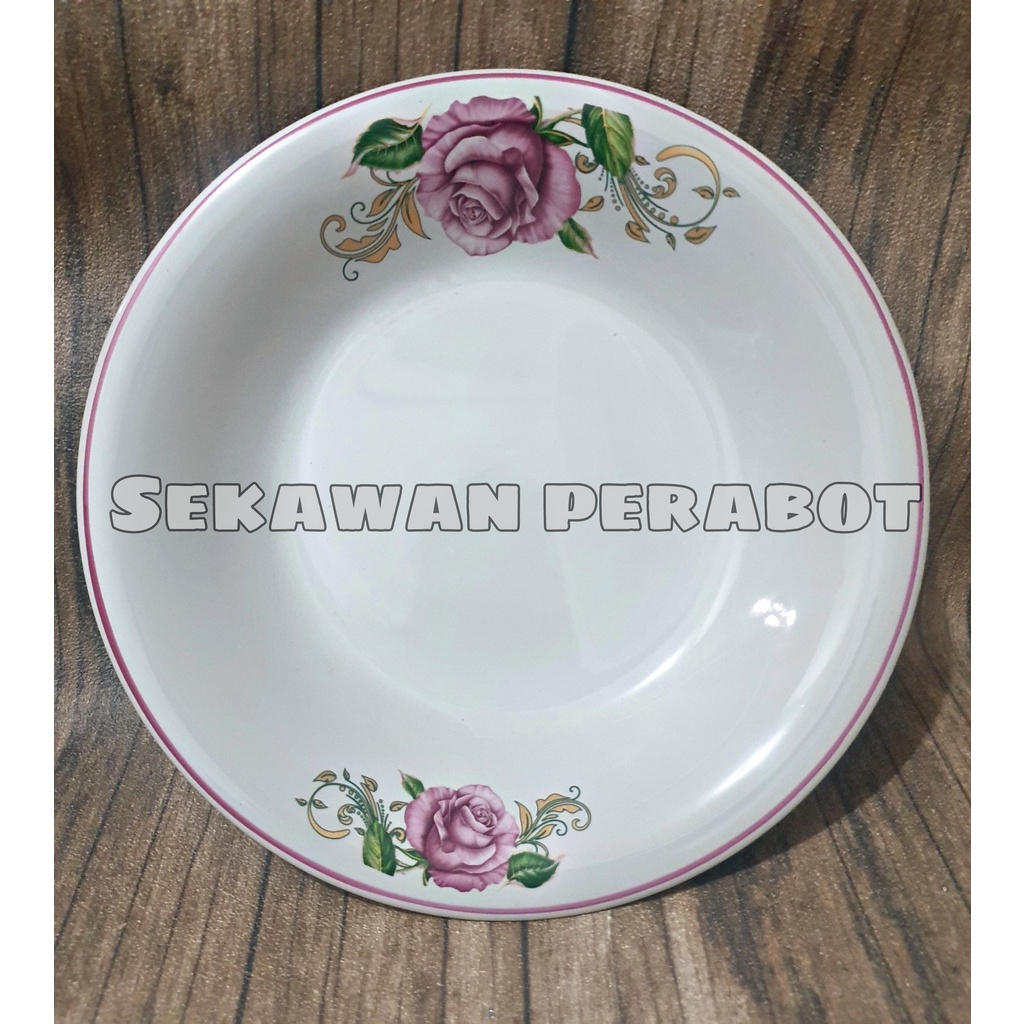 PESMONI 9 INCH PIRING MAKAN MAWAR UNGU PIRING KERAMIK PIRING BESAR