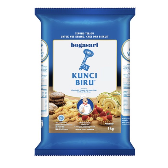 

cs01477 Bogasari Tepung Terigu Kunci Biru 1Kg/1 Kg - Terigu Kue Kering Biskuit Da01D100