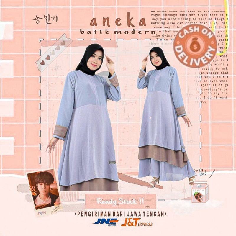 PREMIUM GAMIS CEWEK LEBARAN CERUTY BABYDOLL 3 LAPIS LAYER FULL HITAM COKSU ABU GREY COKLAT SUSU