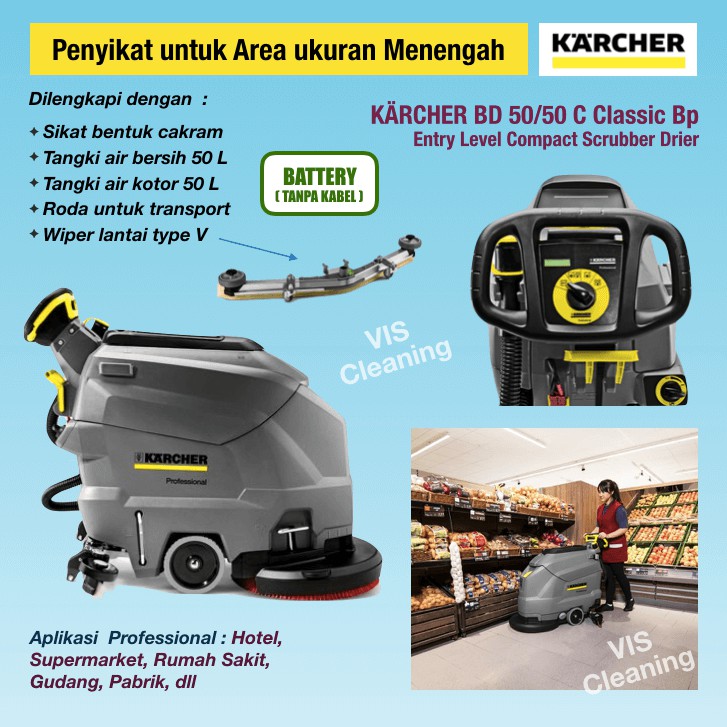 Mesin Penyikat Lantai (Scrubber Drier) Karcher BD 50/50 C (Battery)