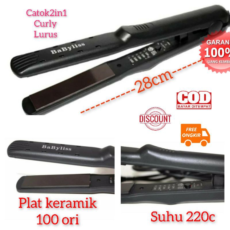 Alat catok Rambut Rebonding Lurus Catokan 2in1 Curly Keriting Blow  Bb5002 Murah Keramik Tempetatur