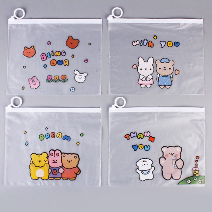 KOTAK PENSIL TRANSPARAN MOTIF LUCU UNIK / KOTAK PULPEN / TEMPAT ALAT TULIS BS-ACC-107 RANDOM