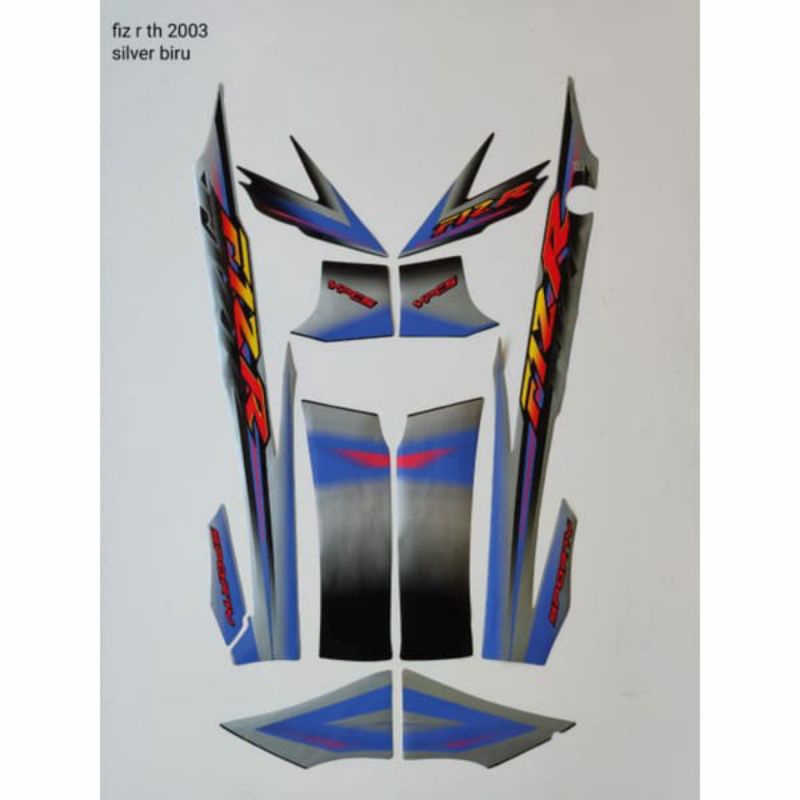 striping FIZ R tahun 2003 silver biru, striping yamaha fiz r tahun 2003 silver biru terbaik