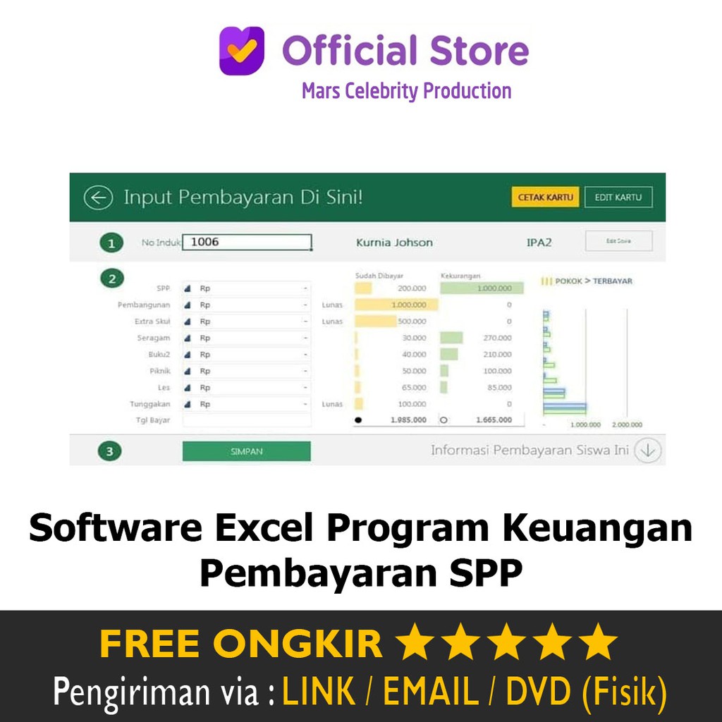 Software Aplikasi Excel Program Keuangan Pembayaran SPP