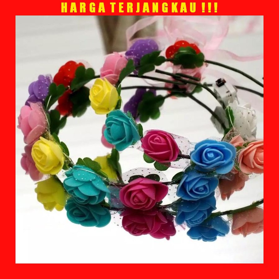 Mahkota Bandana Bunga Lampu Anak Perempuan - Bando LED Baterai