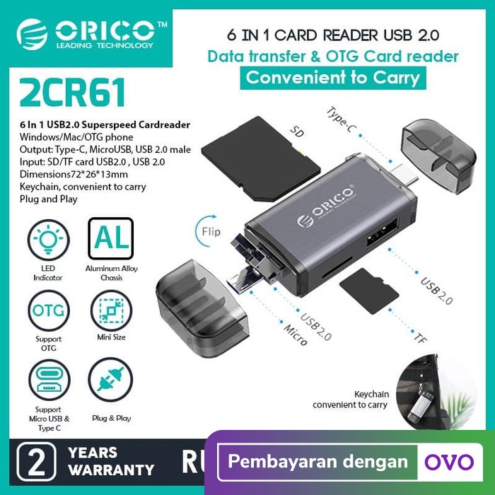 Card Reader OTG 6in1 USB2.0 Orico - 2CR61