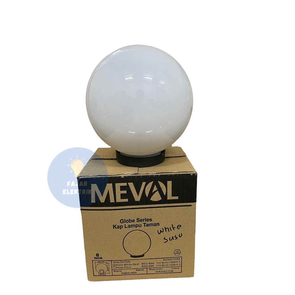 KAP LAMPU TAMAN BULAT 8 INCH MEVAL PUTIH RG3-B86