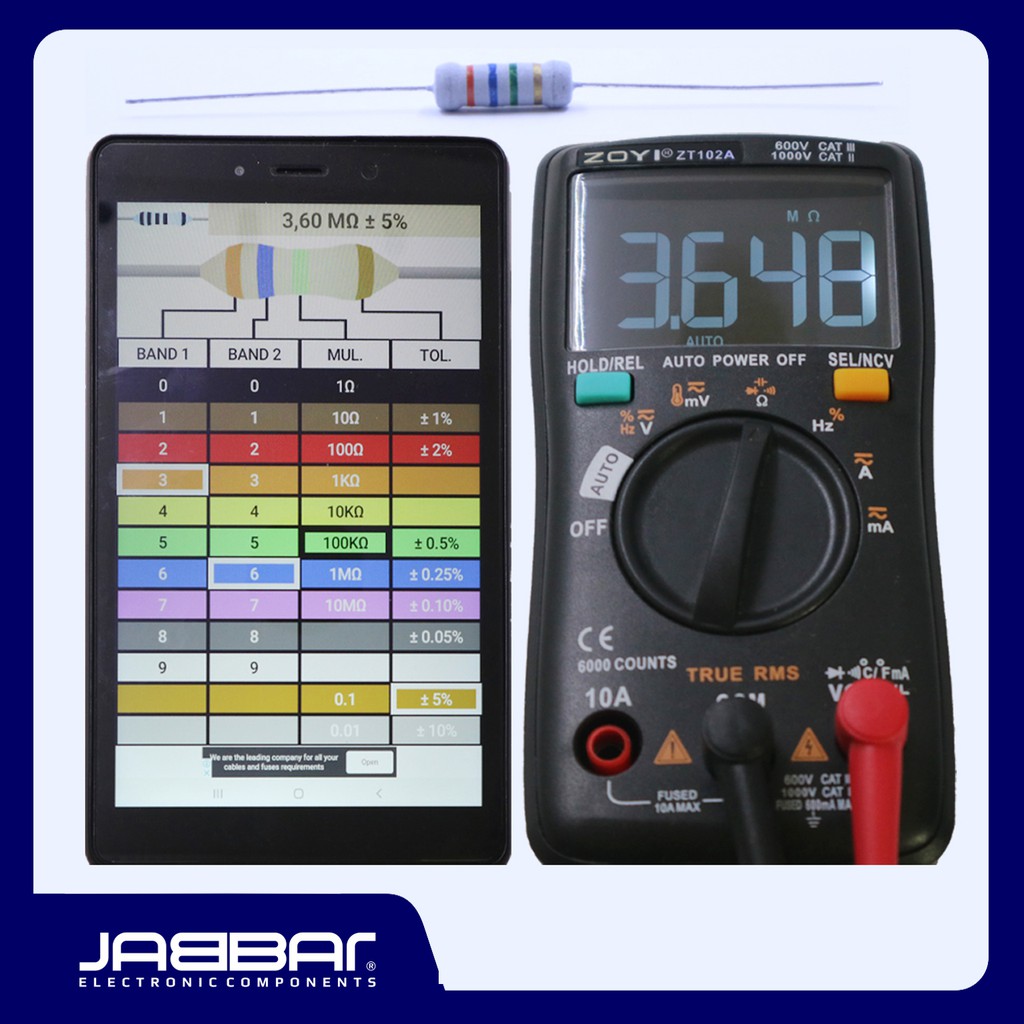 RESISTOR 3M6 OHM 1W 5% DIP (3,60M OHM) - ABU-ABU - 10PCS